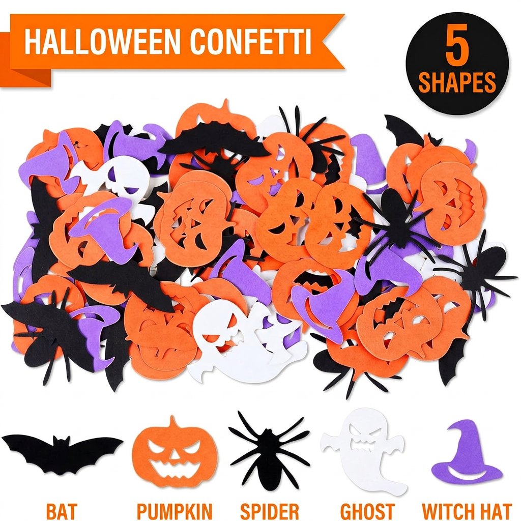 Papercraft Supply Confetti - Dekorasi Pesta Halloween: Konfeti, Labu, Hantu,