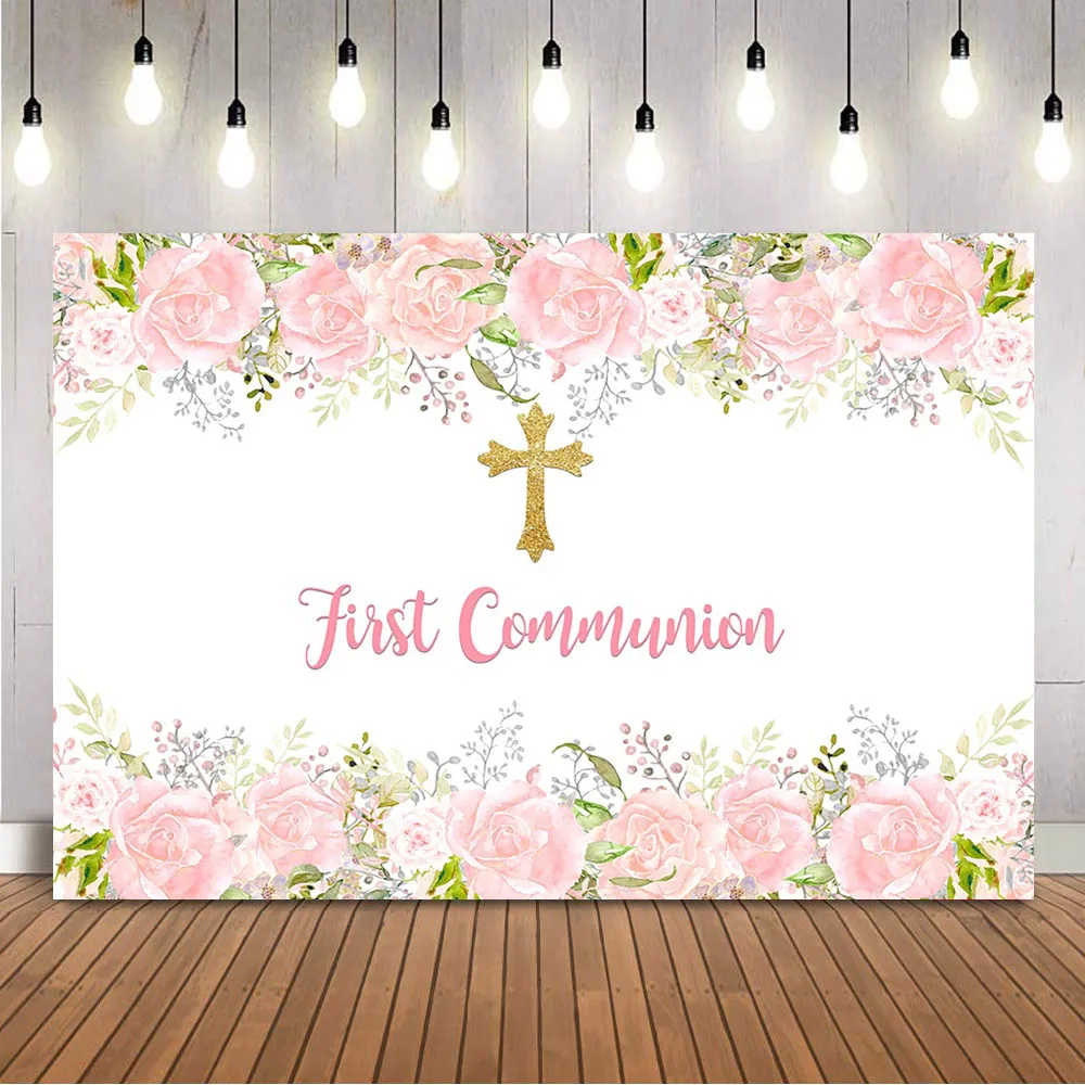 Dessert Table Backdrop - First Holy latar belakang Komuni ulang