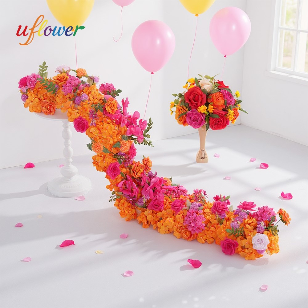 Uflower 1/2M Bunga Mawar Orany - Flower Wall Panel ulasan dan harga